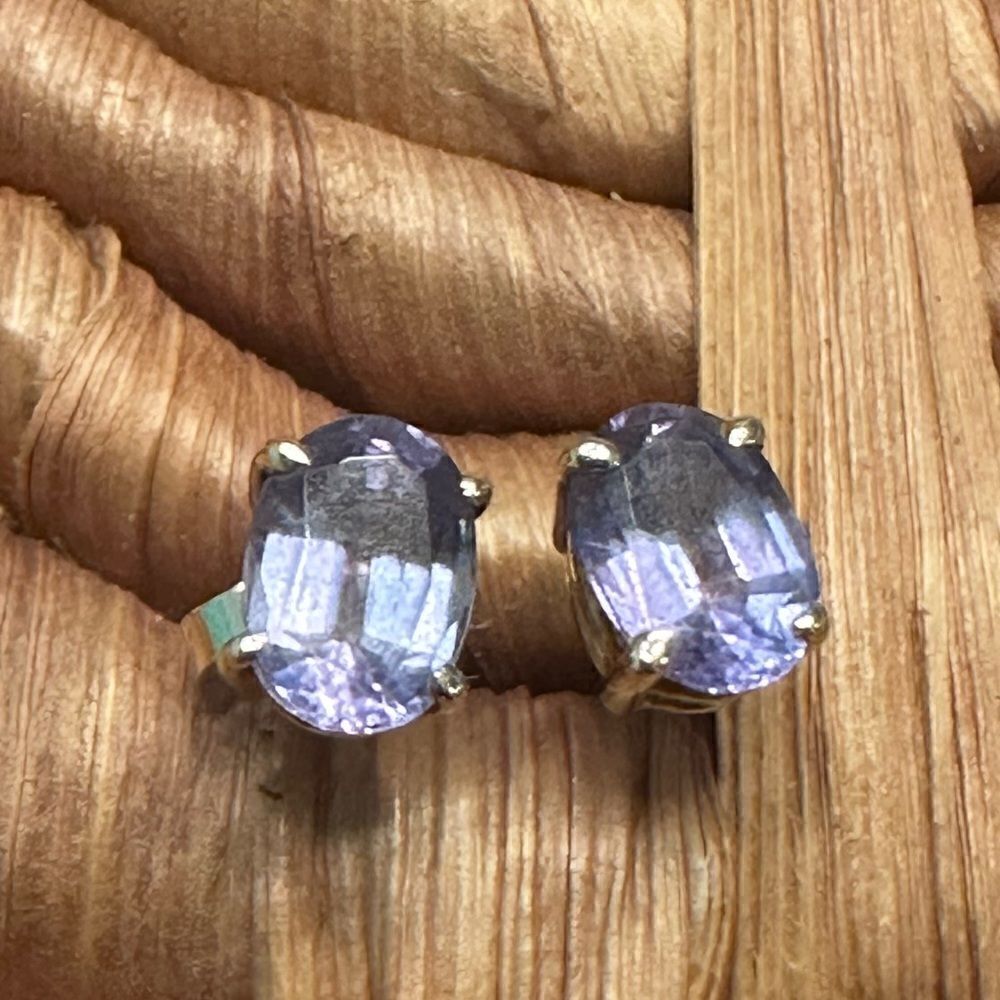 Brilliant Earth Solitaire Amethyst 14Kt Gold Stud Earrings